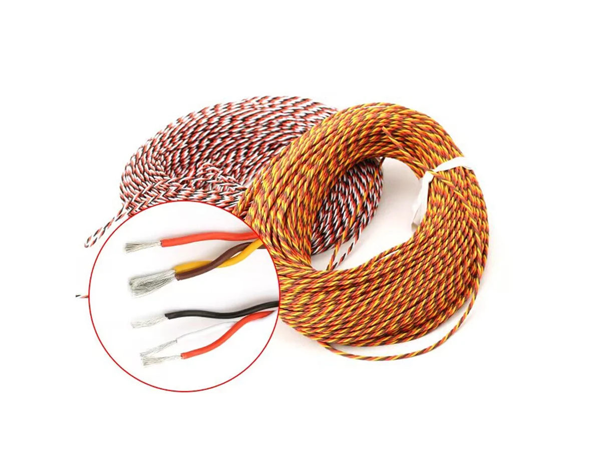 5M 16feet 20AWG 100 Core/0.08TS OD1.7 3 ways Twist Servo Extension Cable JR Futaba Twisted Wire Lead For RC Airplane Accessories