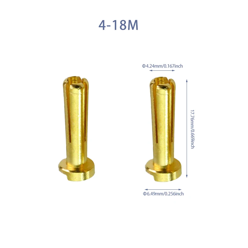 New 5/10/20 Pcs Gold Plated 4.0mm 18mm Round Bullet Low Profile Male Female Connector Plug for RC Lipo Battery ESC Motor