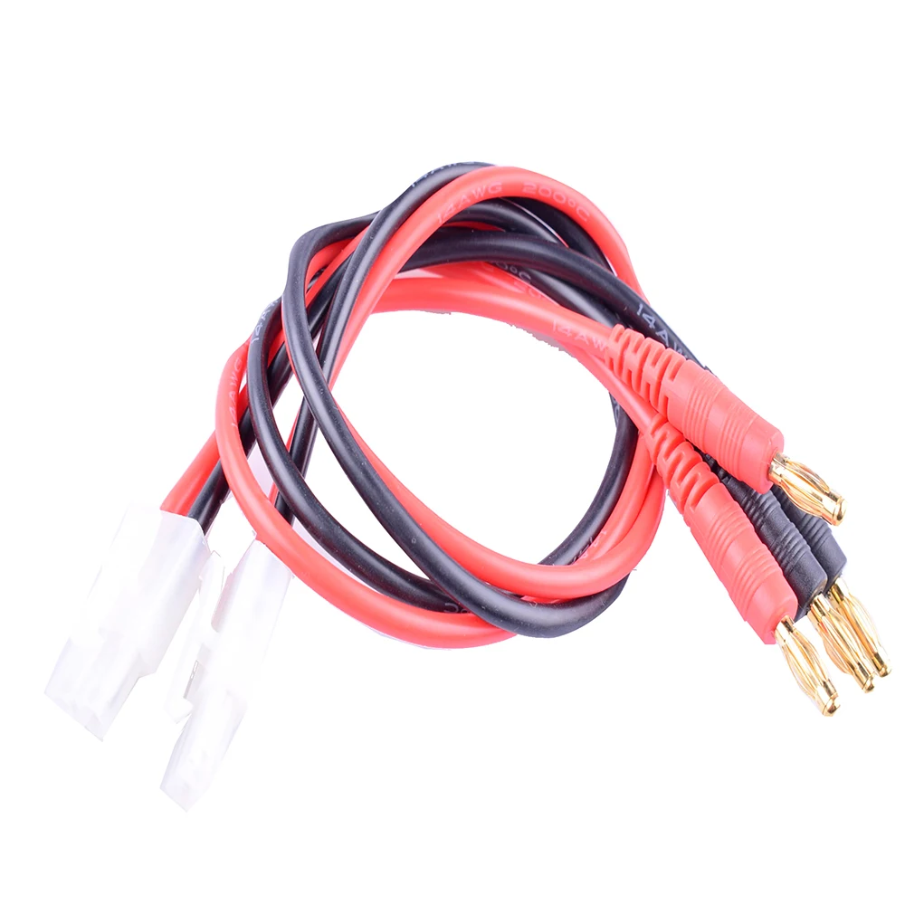 2 packs RC Cable Tamiya Charging Cable Connector to 4.0 4mm Banana Plug Balance Charge Cable 14awg 30cm 11.8in for RC Helicopter