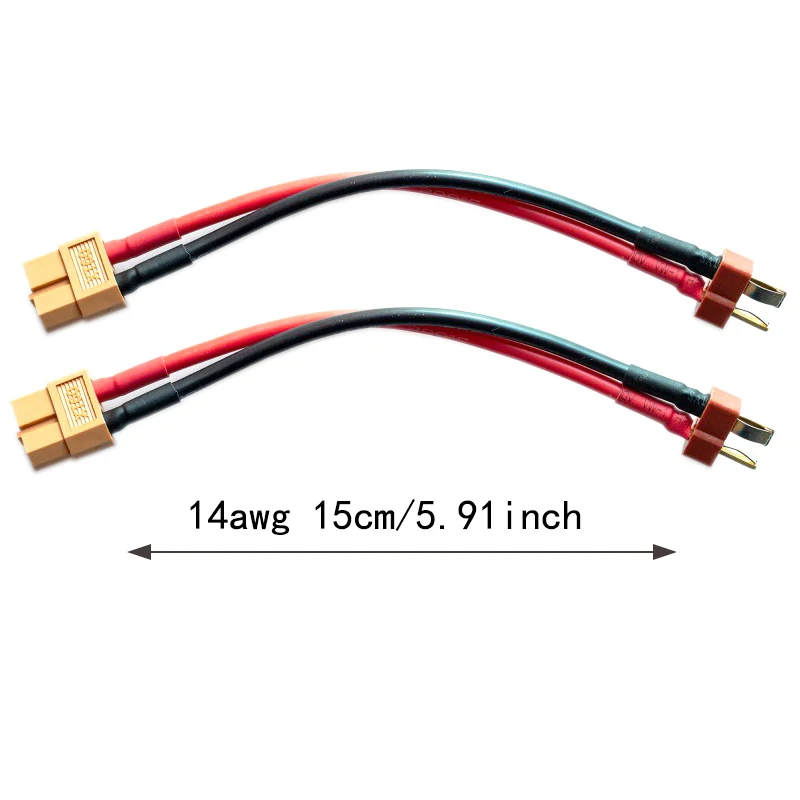 2Pcs 14awg 15cm/30cm T-Connector Deans Style Male to XT60 Female Plug Connector Adapter Charge Cable for ISDT Style Chargers