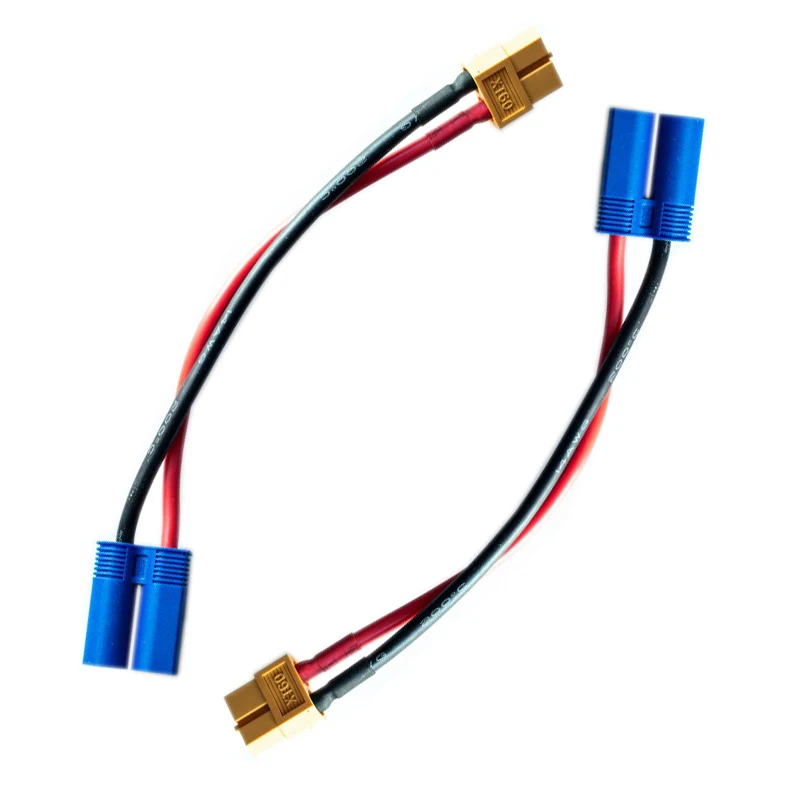 2Pcs XT60 Female Plug to EC5 Male Connector Adapter Charge Cable Lead Wire 14awg 15cm/30cm for ISDT Style Chargers